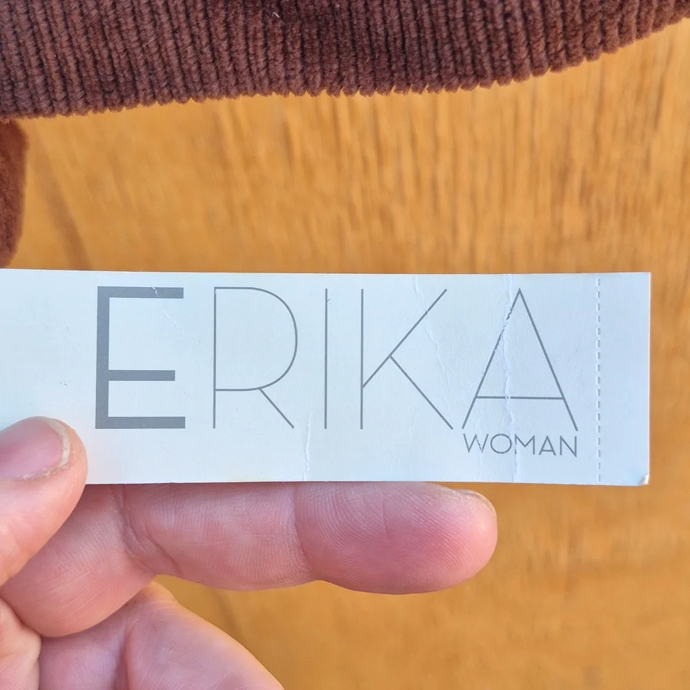 Womens 3x Brown Corduroy Zip-Up Jacket By ERIKA - Picture 7 of 9